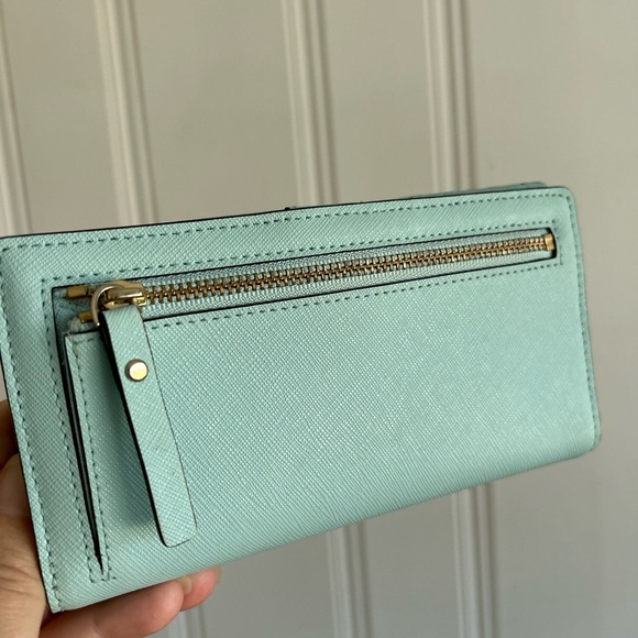 Kate Spade Staci Saffiano Leather Light Blue Bifold Wallet - Picture 2 of 5